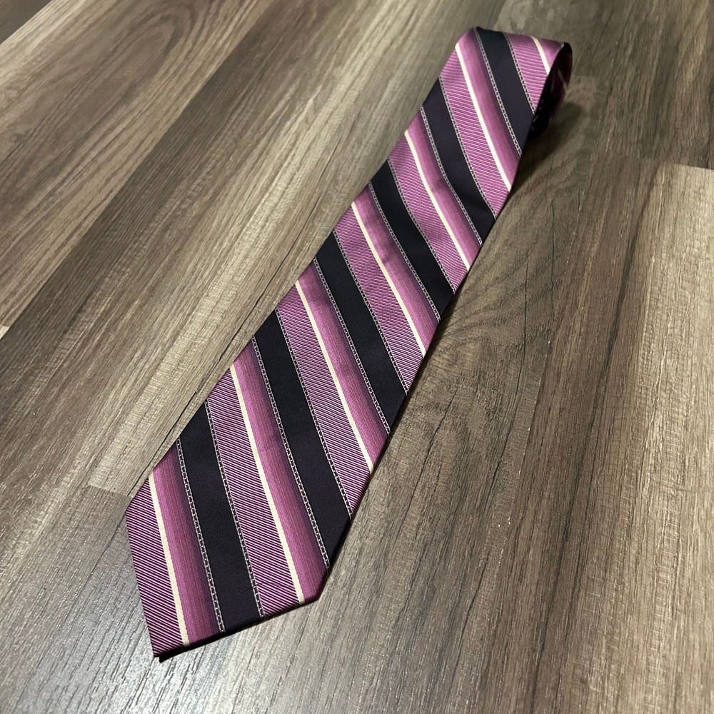 Dona Dona Men's Striped‎ Necktie Purple Pink Black Professional Career Formal